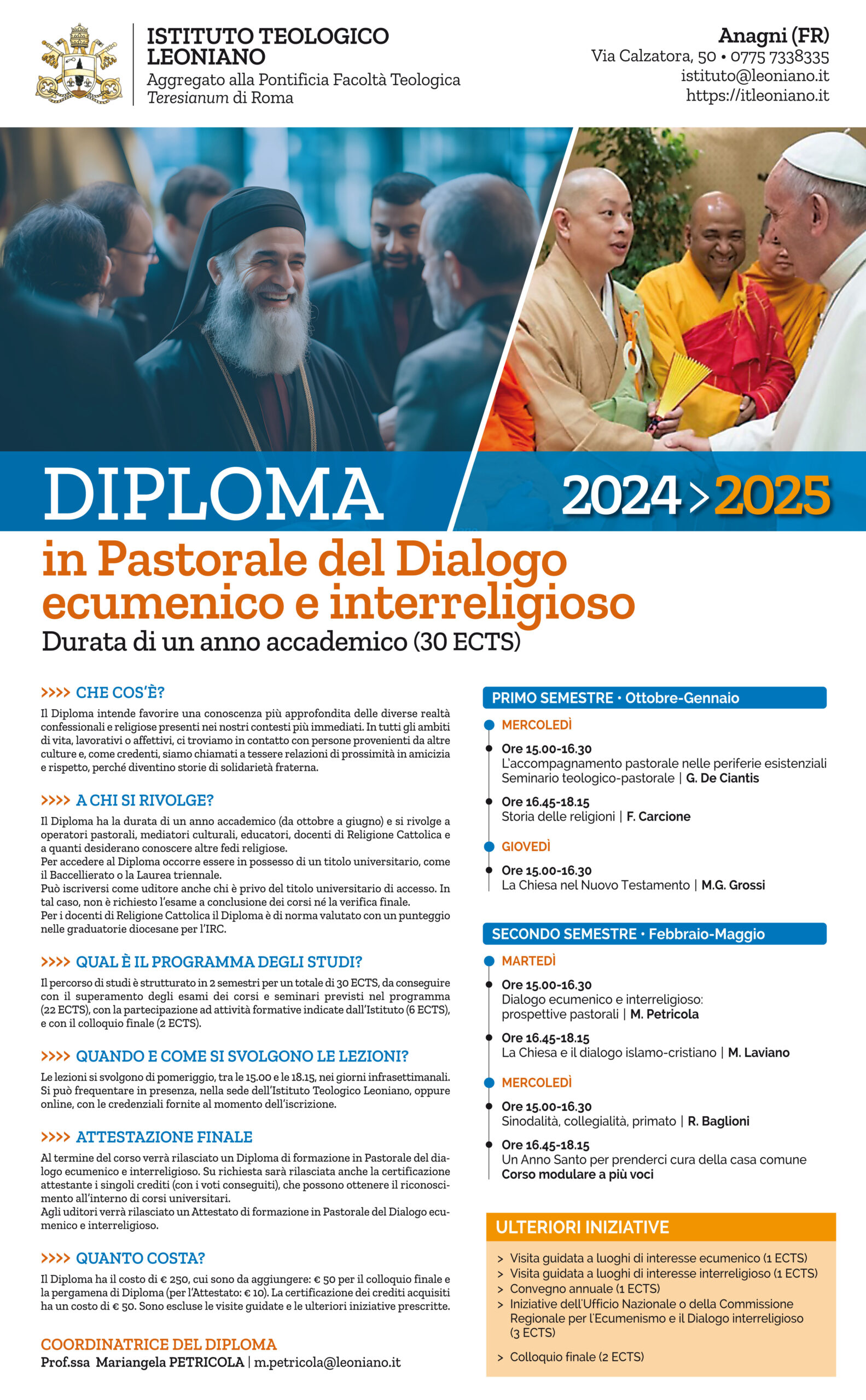 Diploma in pastorale del dialogo ecumenico e interreligioso 2024-2025